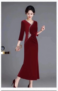 Velvet Mom Evening Dress Noble Young Banquet Cheongsam Skirt