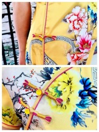 Retro style yellow cheongsam dress for women