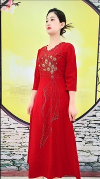 High-end embroidered dress